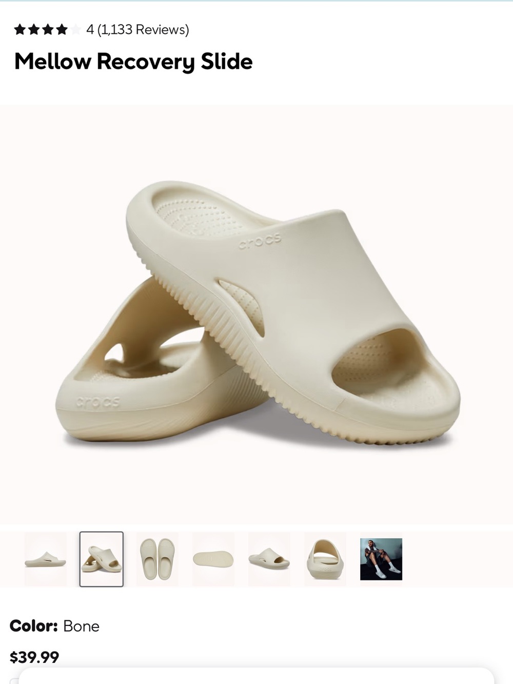 CROCS Mellow Recovery Slides in Light Pink, Size 10